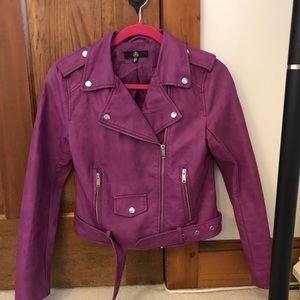 Missguided Purple Faux Leather Moto Jacket